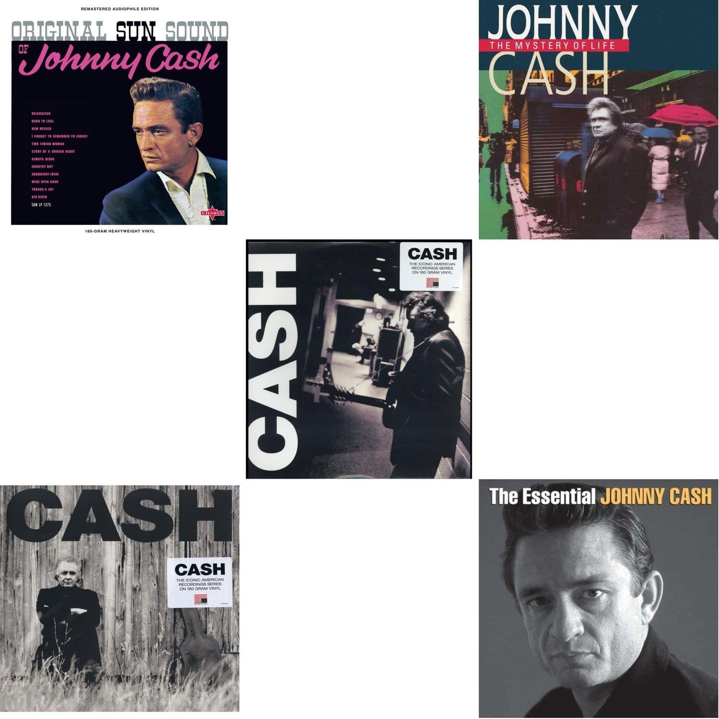 Original Sun Sound Of Johnny Cash & American Ii: Unchained (180G) & American Iii: Soitary Man & Mystery Of Life & Essential Johnny Cash