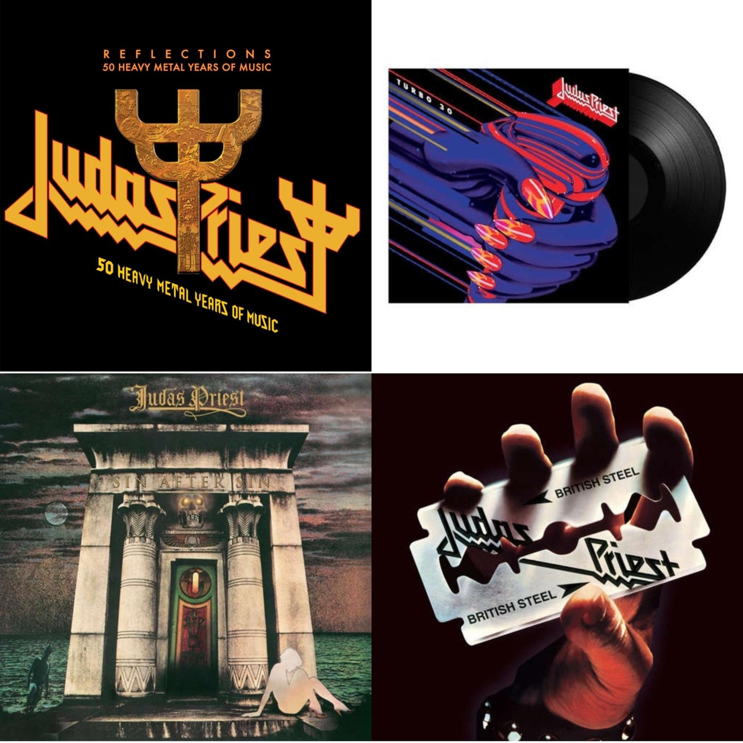 Reflections - 50 Heavy Metal Years Of Music (2LP/180G/Red Vinyl) & Turbo 30 (150G) & Sin After Sin (180G/Dl Card) & British Steel (180G)(Dl Code)
