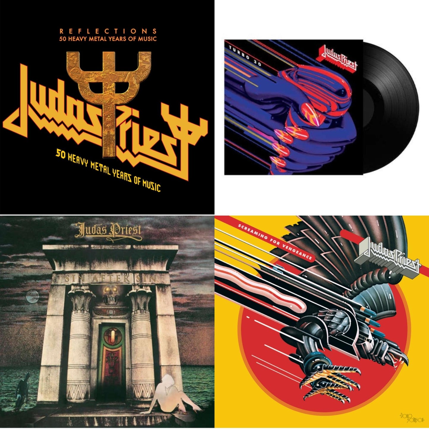 Reflections - 50 Heavy Metal Years Of Music (2LP/180G/Red Vinyl) & Turbo 30 (150G) & Sin After Sin (180G/Dl Card) & Screaming For Vengeance (180G/Dl Card)