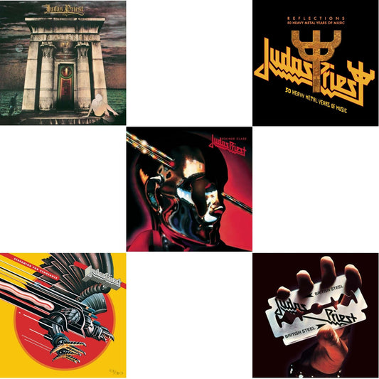 Reflections - 50 Heavy Metal Years Of Music (2LP/180G/Red Vinyl) & Sin After Sin (180G/Dl Card) & Stained Class (180G/Dl Card) & Screaming For Vengeance (180G/Dl Card) & British Steel (180G)(Dl Code)