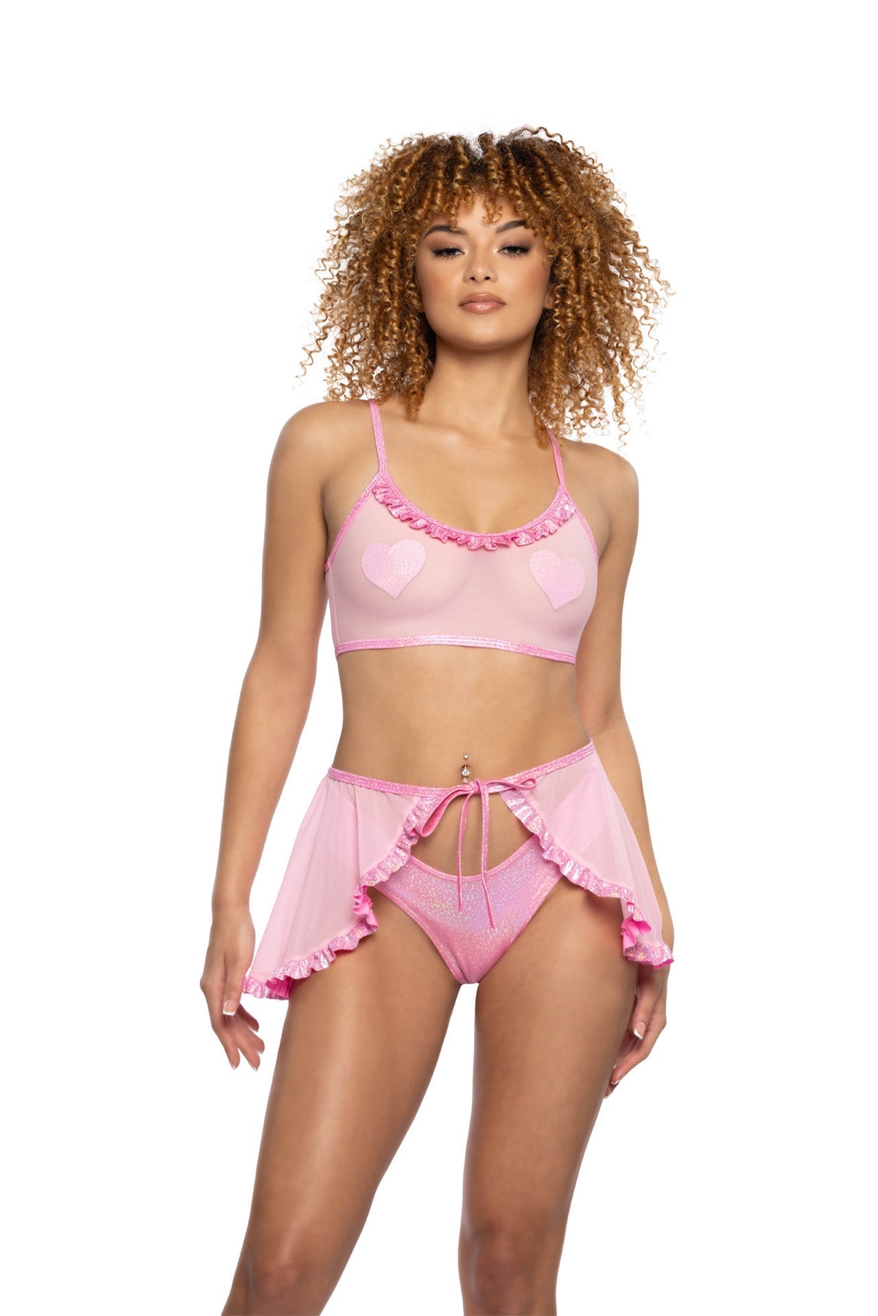 ElectroWave Mesh Ruffle Wrap Skirt