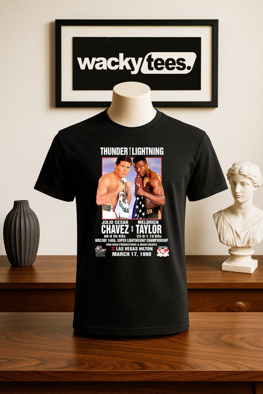 Julio Cesar Chavez vs Taylor 1990 Retro Poster Boxing Graphic Tee Shirt