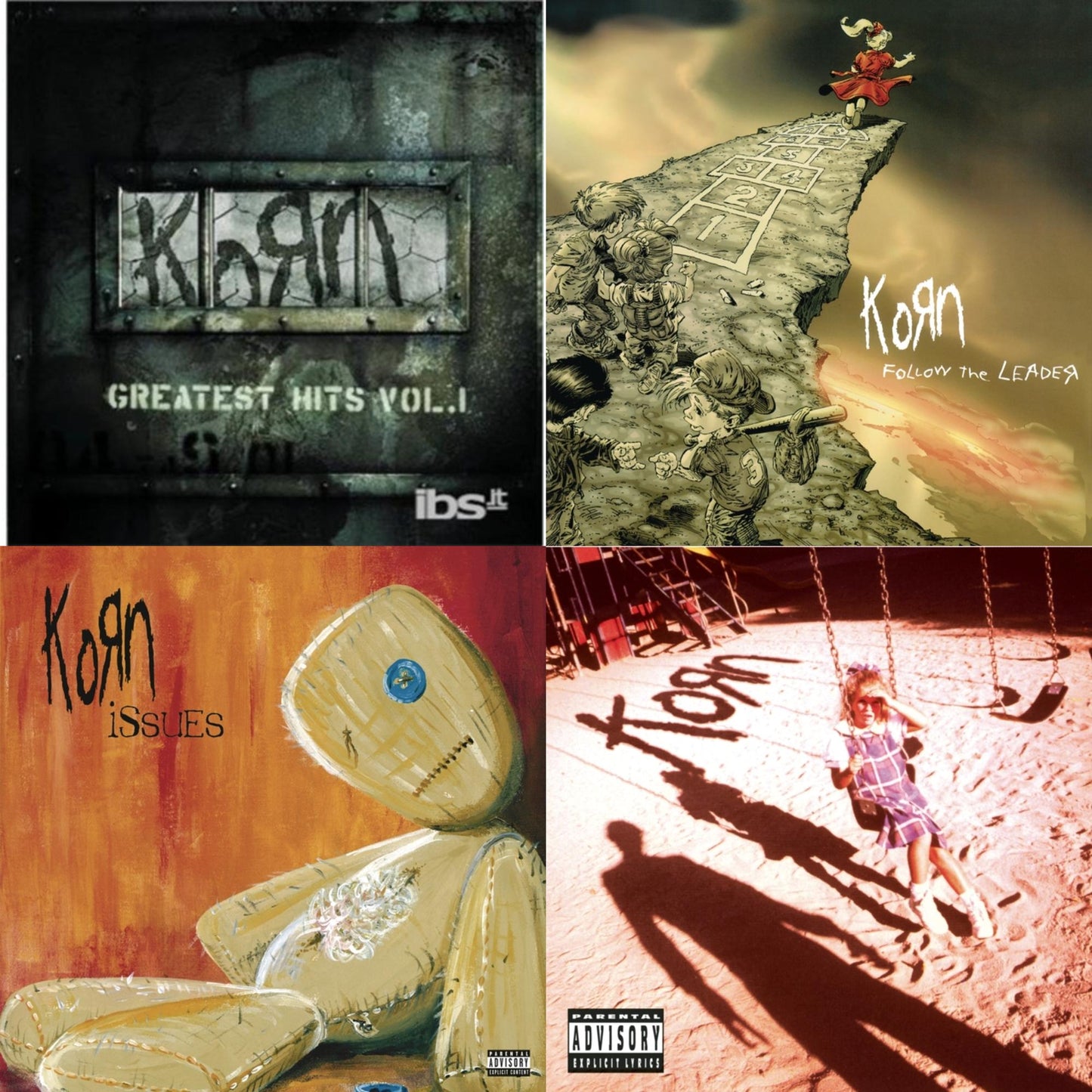 Korn - Greatest Hits Vol.1 & Korn (Explicit) & Issues (Explicit) & Follow The Leader - CD Bundle