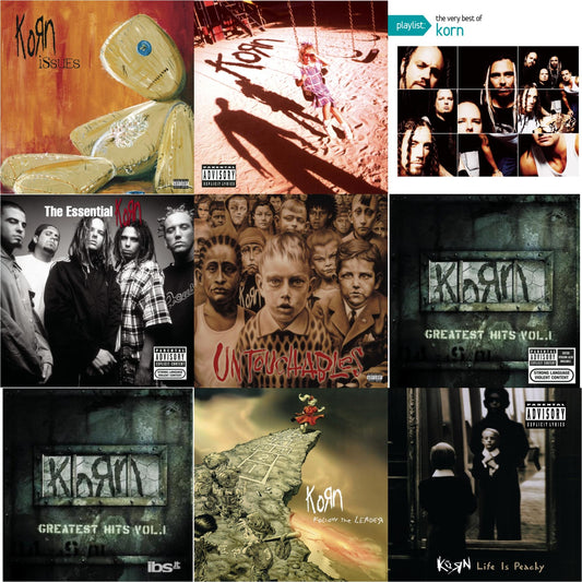 Korn - Greatest Hits Vol.1 & Greatest Hits Vol.1 & Essential Korn & Life Is Peachy & Korn (Explicit) & Issues (Explicit) & Untouchables & Playlist: Very Best Of Korn & Follow The Leader - CD Bundle