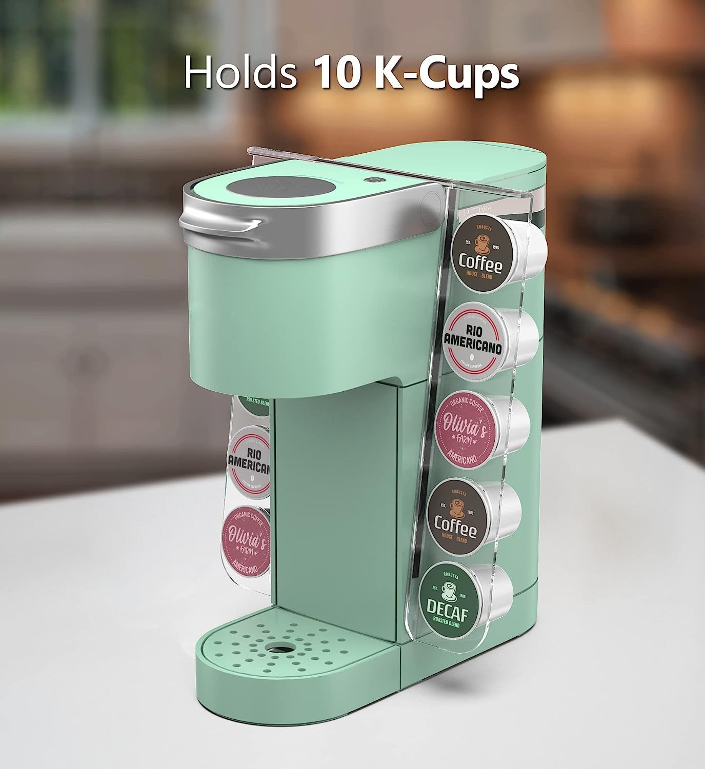 Gevoli K Cup Organizer for Single Serve K-Mini and K Mini PLUS Coffee Makers - Space Saving Modern Acrylic Kcup Pod Holder (10 Pod Capacity)