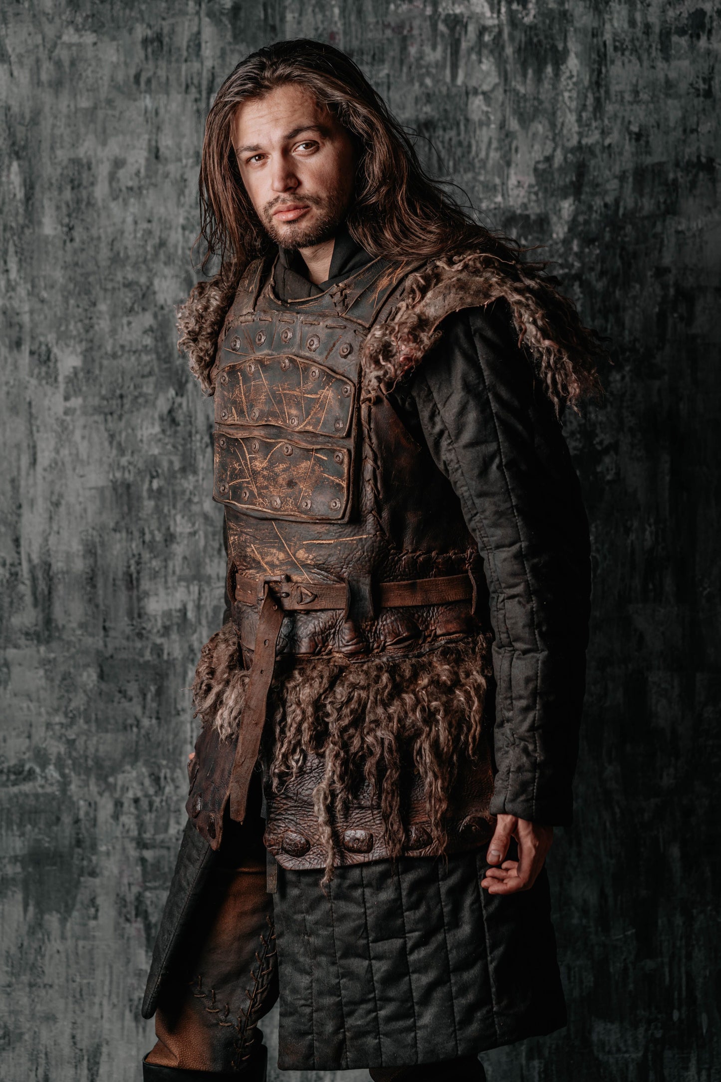 Viking larp armor with bass accents