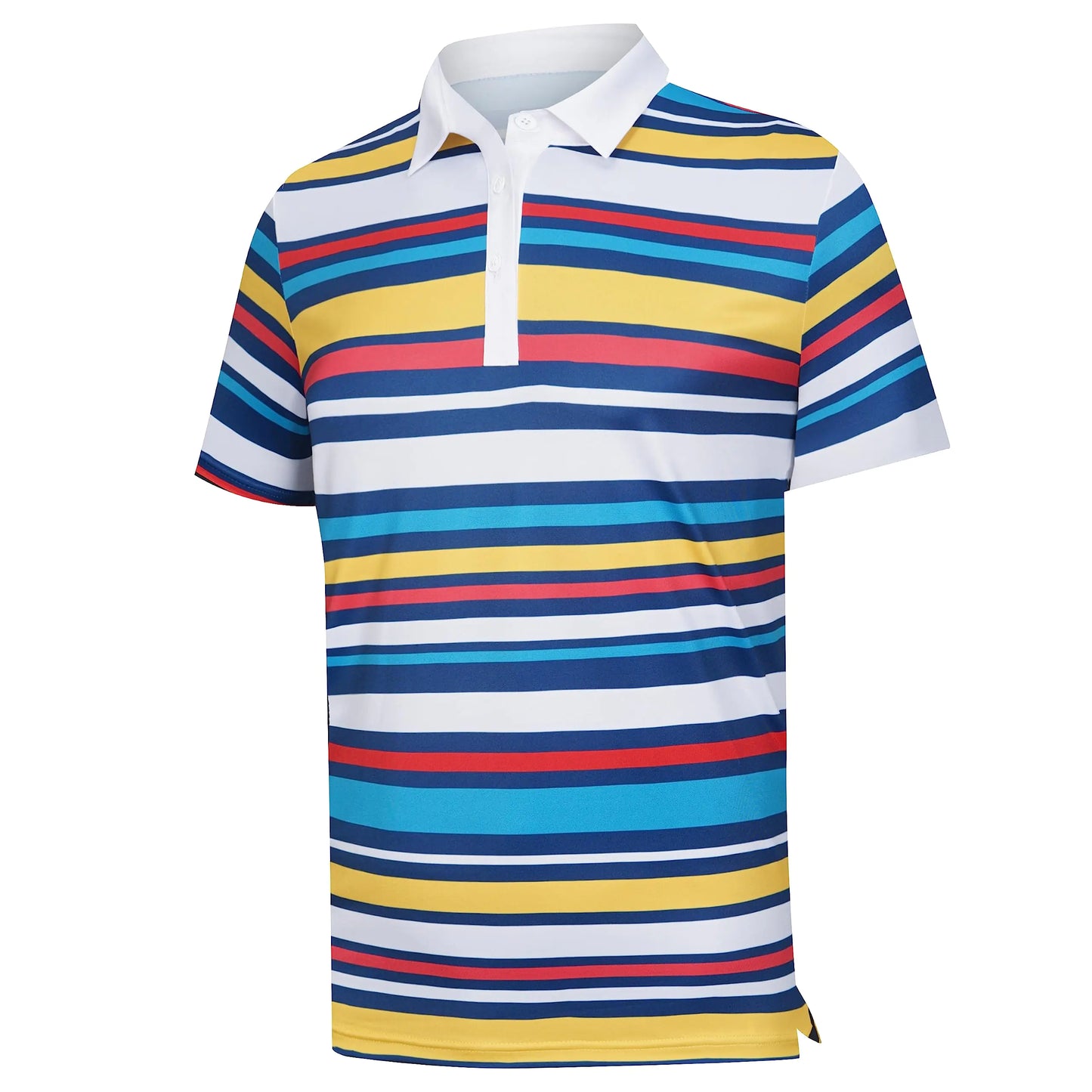 AULEEGAR Polo Mens Shirts for Golfing Outdoor Sports Golf Clothing Colorful Stripe M