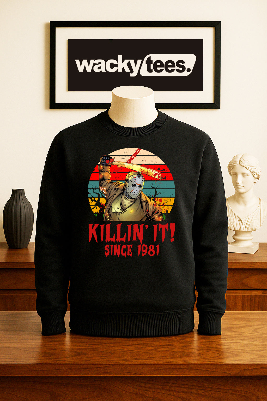 Killin It Since 81 Jason Voorhess Friday The 13th Horror Terror Halloween Graphic Tee Shirt