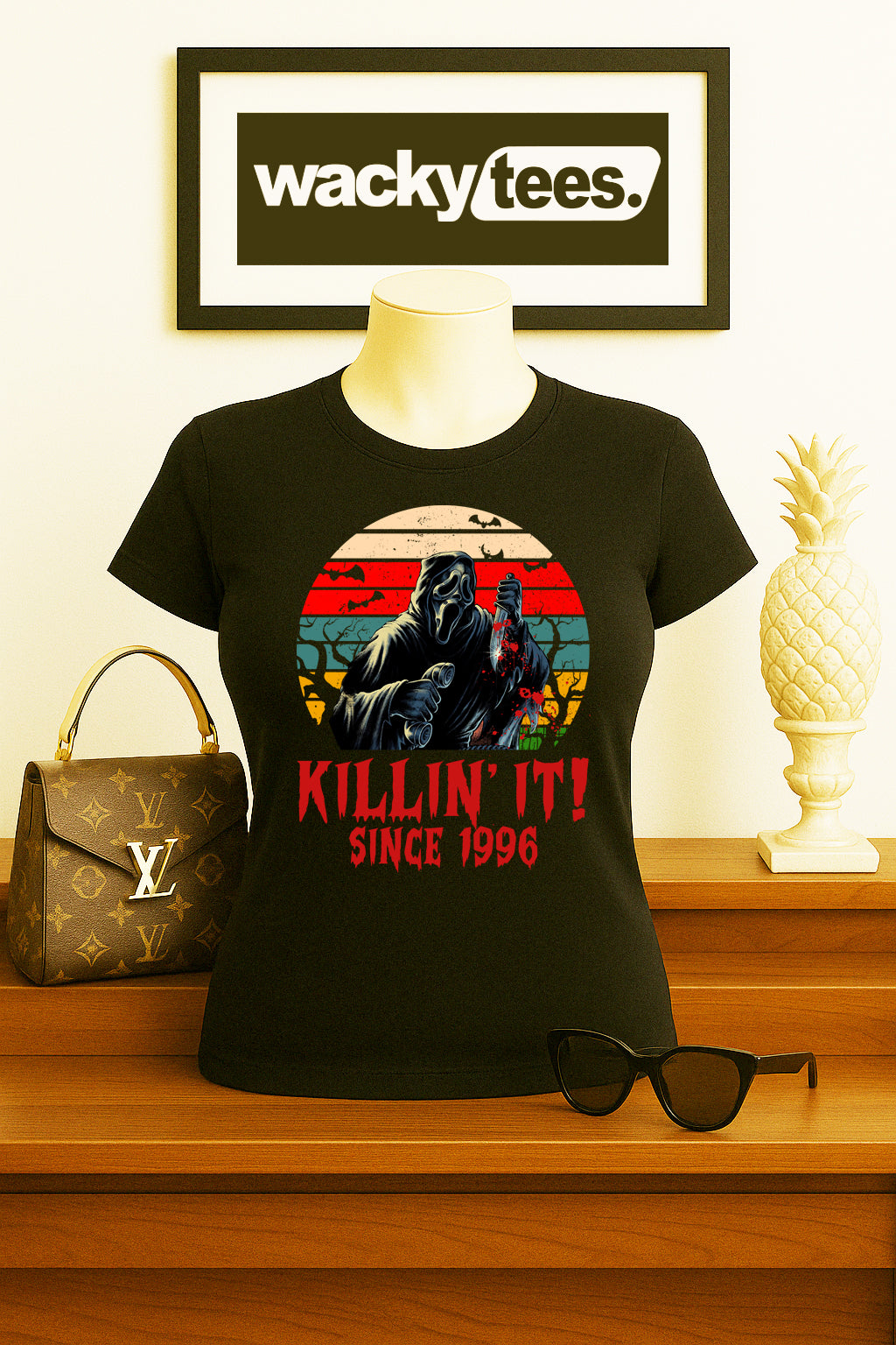 Killin It Since 96 Scream Ghostface Horror Terror Halloween Graphic Tee Shirt