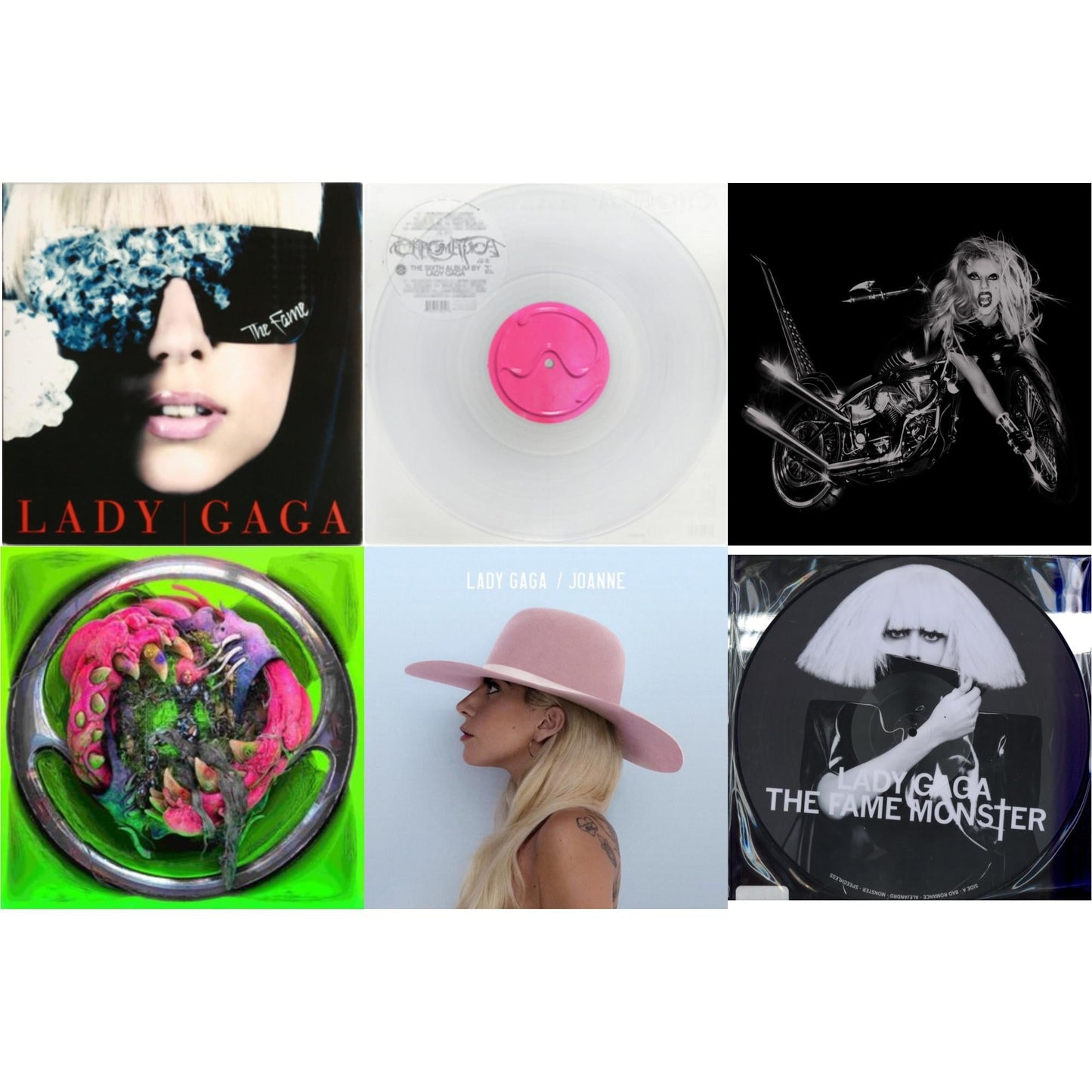 Born This Way - The Tenth Anniversary (3LP) & Dawn Of Chromatica (Clear LP Vinyl) & Chromatica (Milky Clear LP Vinyl) & Fame & Fame Monster & Joanne
