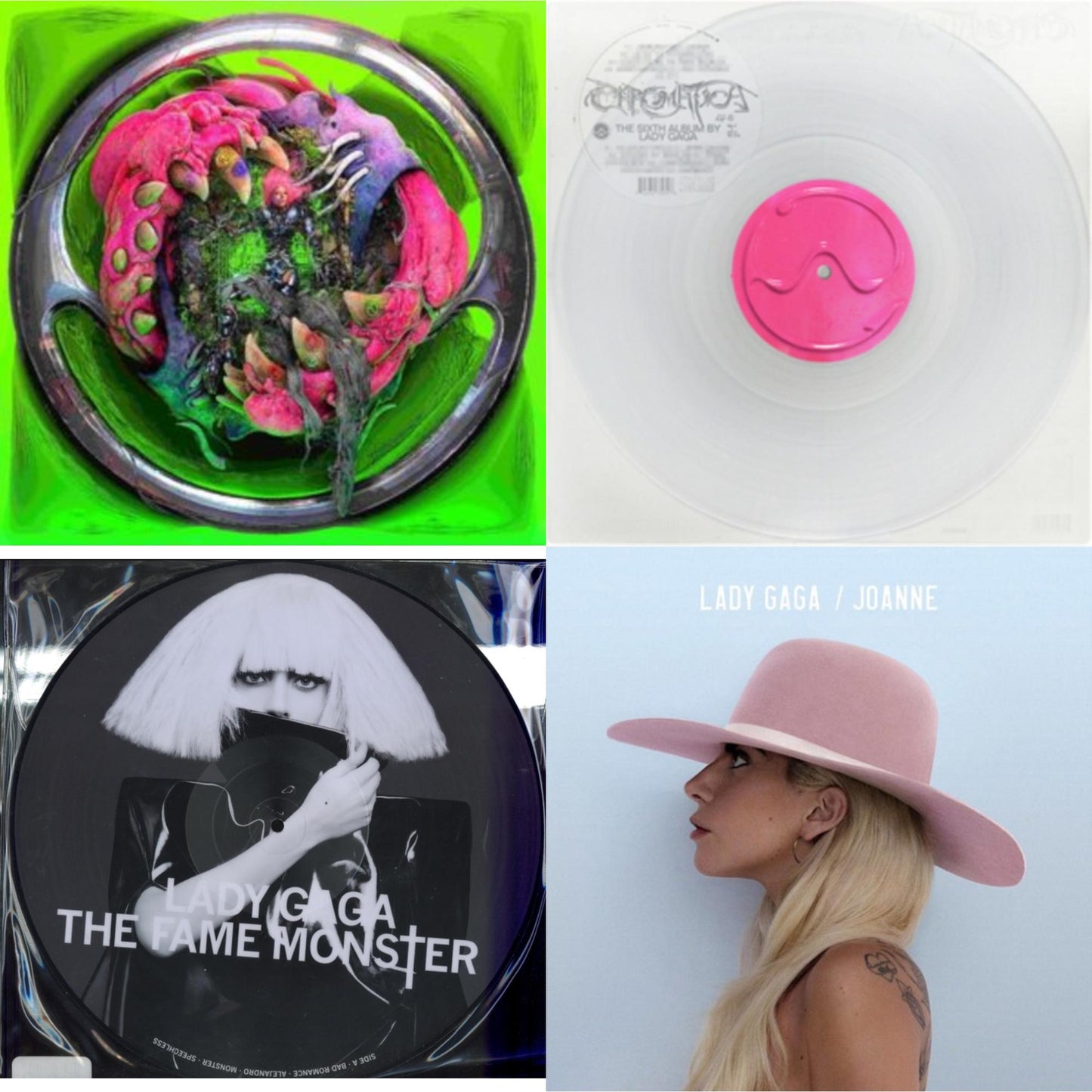 Lady Gaga - Dawn Of Chromatica (Clear LP Vinyl) & Chromatica (Milky Clear LP Vinyl) & Fame Monster & Joanne