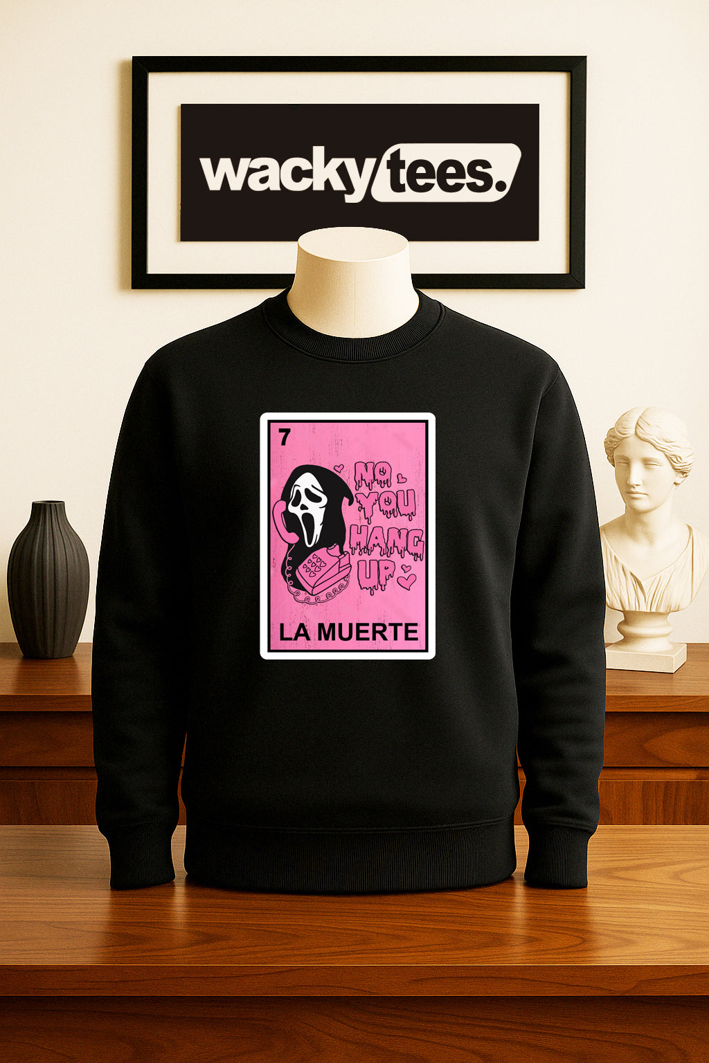 La Muerte Ghostface No You Hang up Loteria Mexican Bingo Graphic Tee Shirt