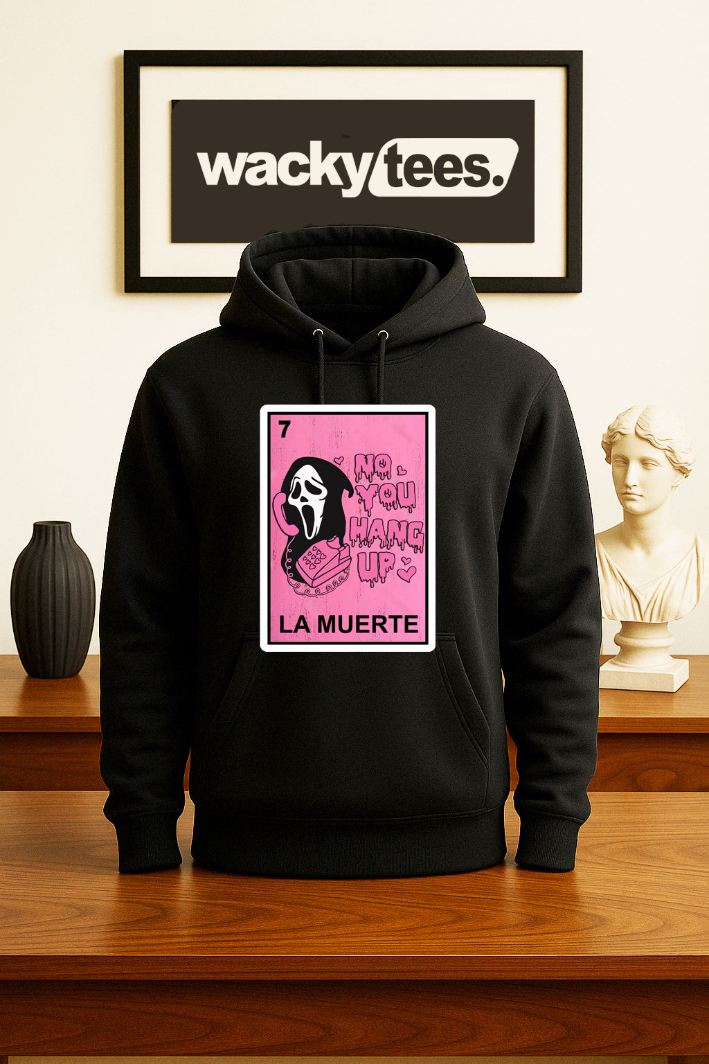 La Muerte Ghostface No You Hang up Loteria Mexican Bingo Graphic Tee Shirt