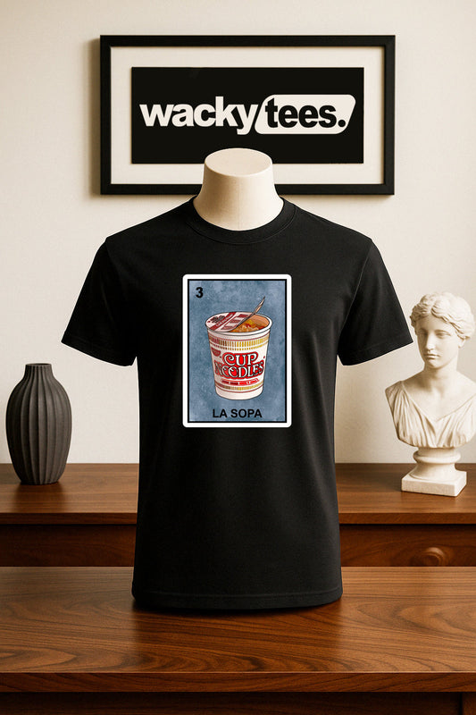 La Sopa Cup Noodles Loteria The Soup Mexican Bingo Graphic Tee Shirt