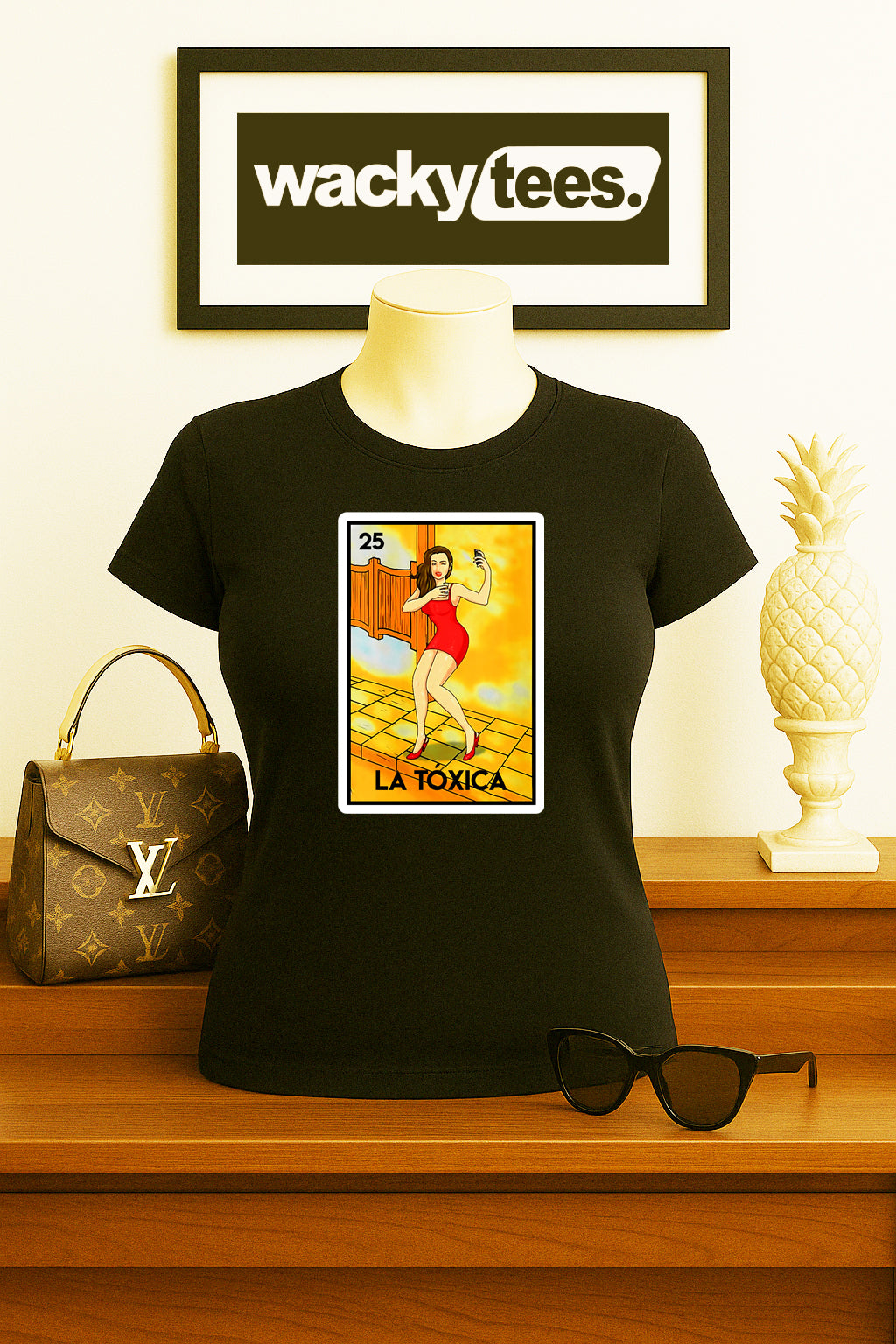La Toxica Sexy Loteria Toxic Woman Mexican Bingo Graphic Tee Shirt