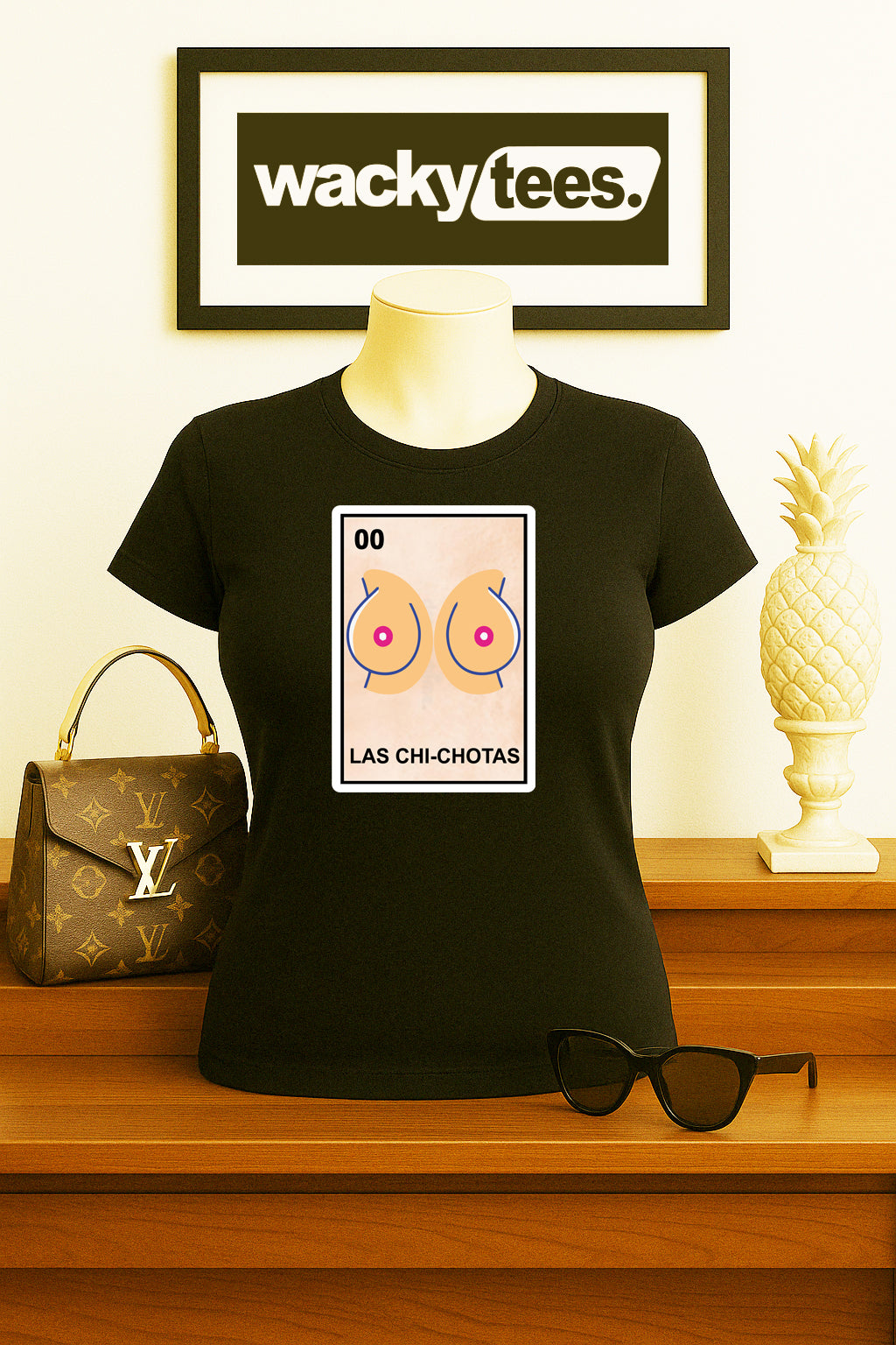 Las Chi Chotas Loteria The Big Boobs Mexican Bingo Graphic Tee Shirt