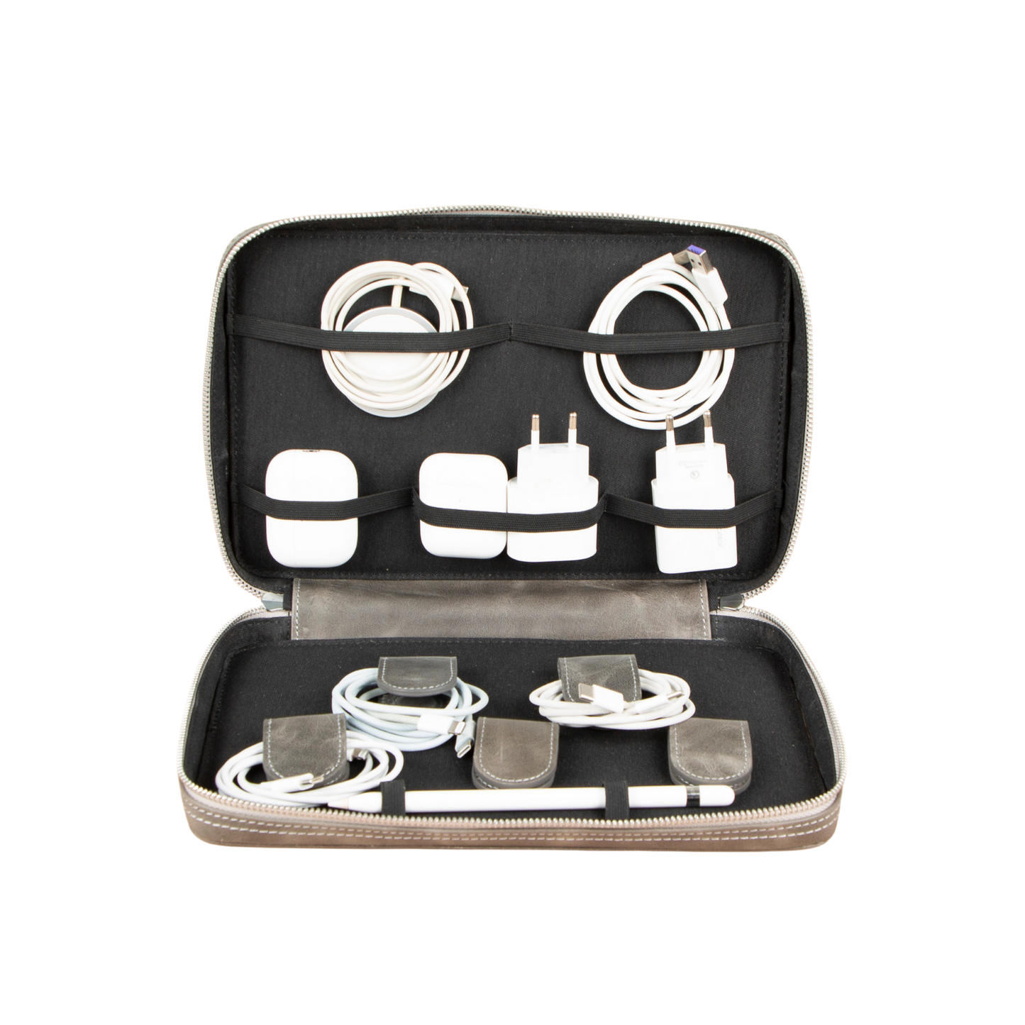 Leather Tech Organizer Case - Light Gray - Oslo