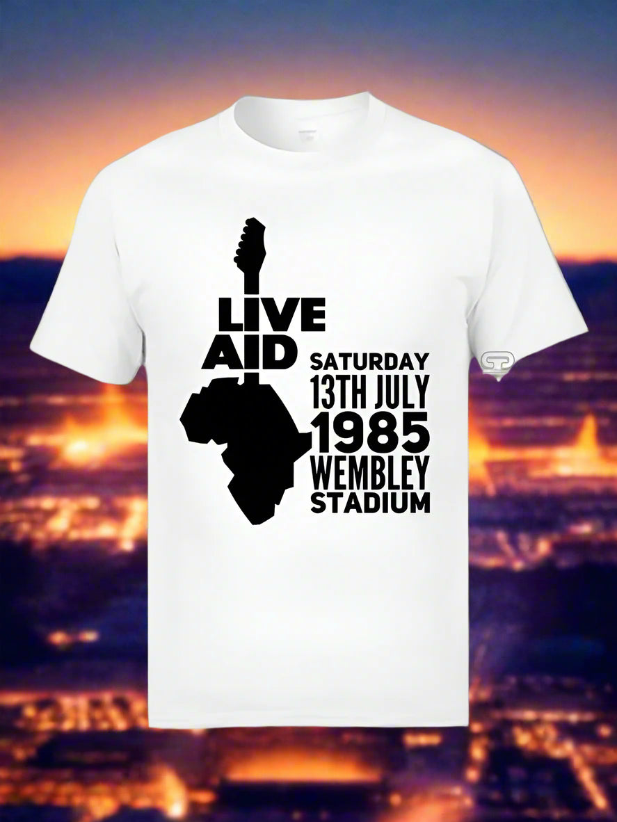 Live Aid Rock Music T-Shirts - 100% Cotton Hip Hop Concert Tees for Men and Women - Premium T-Shirt from Lizard Vigilante - Just $23.99! Shop now at Lizard Vigilante