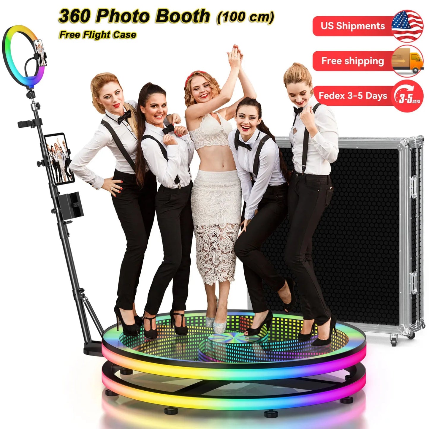 Lizard Vigilante: 360° Chaos Cam Rig – RGB Jet-Spin Ring Light Booth (Party Destruction Machine V1) - Premium photobooth from dsers - Just $2438.99! Shop now at Lizard Vigilante