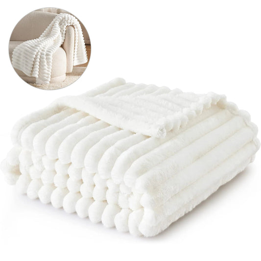 Lizard Vigilante Arctic Soft Fleece Blanket — White Flannel Striped Throw for Couch & Bed, 59x79 Cozy Queen Vibe for Women & Girls - Premium blanket from dsers - Just $32.22! Shop now at Lizard Vigilante