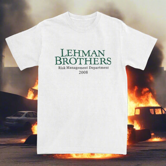 Lizard Vigilante Lehman Brothers Risk Management 2008 Vintage Cotton Tee – Bank Hippie Rebel Short Sleeve Shirt for Daily Hustle - Premium  from Lizard Vigilante - Just $27.77! Shop now at Lizard Vigilante