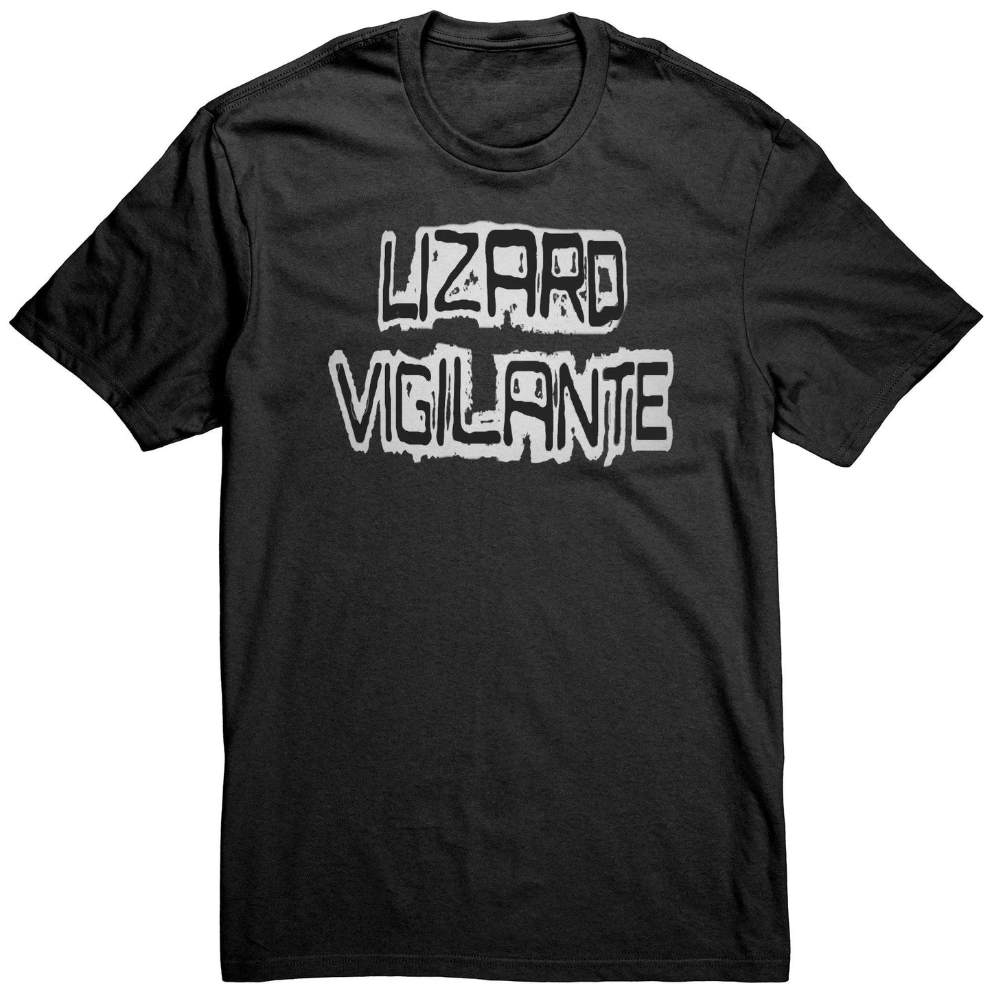 Lizard Vigilante Logoo Black & White on a Color District Mens Shirt - Badasss! - Lizard Vigilante