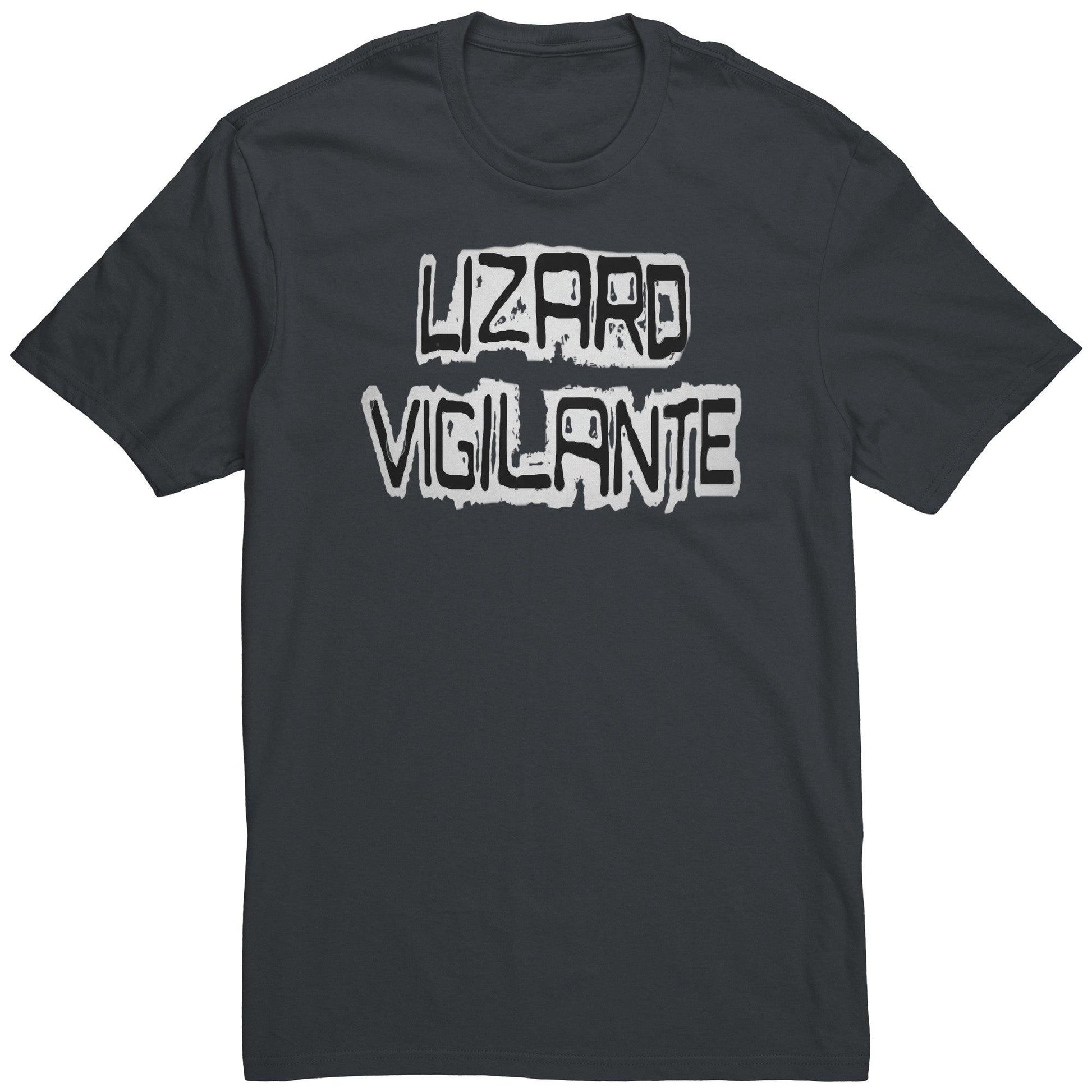 Lizard Vigilante Logoo Black & White on a Color District Mens Shirt - Badasss! - Lizard Vigilante