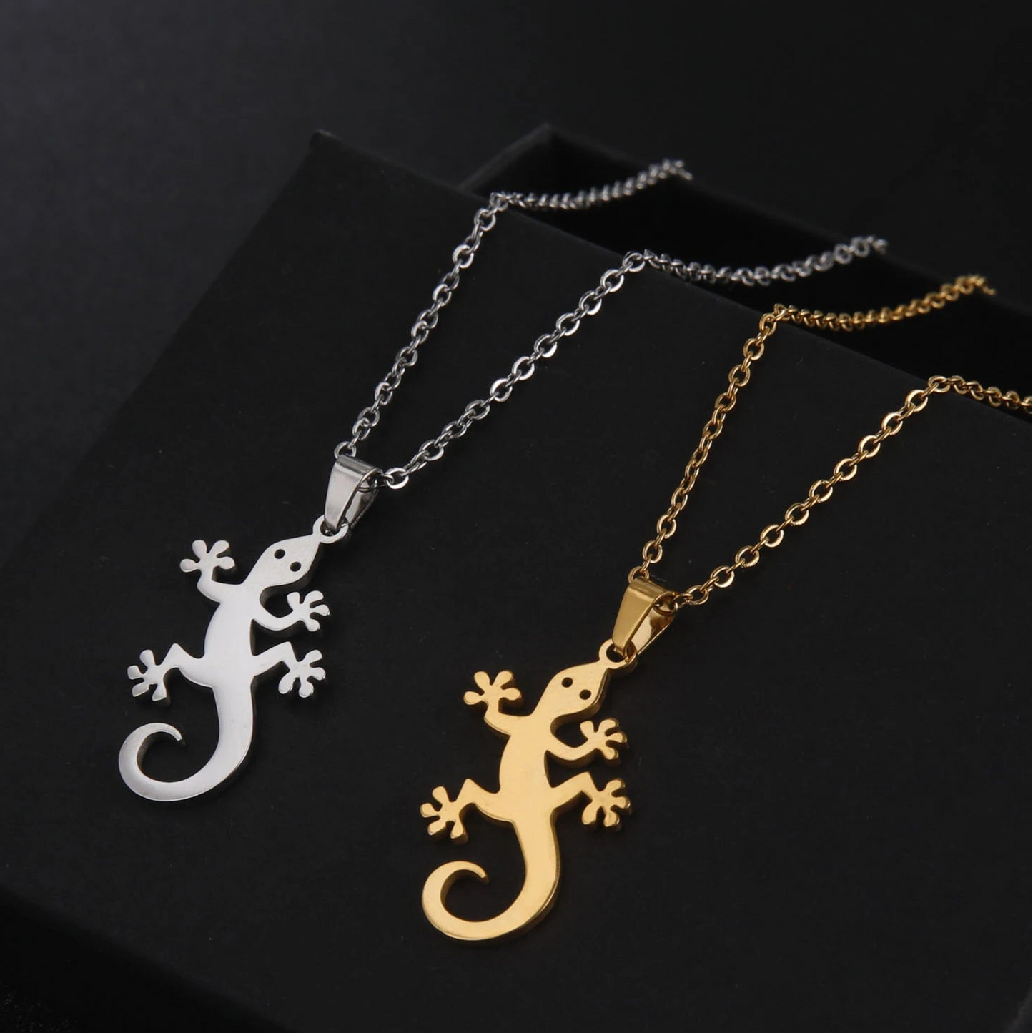 Lucky Lizard Gecko Necklace – Stainless Steel Salamander Pendant for Women - Premium necklace from Lizard Vigilante - Just $5.99! Shop now at Lizard Vigilante