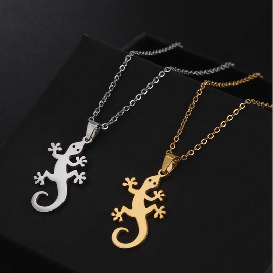 Lucky Lizard Gecko Necklace – Stainless Steel Salamander Pendant for Women - Premium necklace from Lizard Vigilante - Just $5.99! Shop now at Lizard Vigilante
