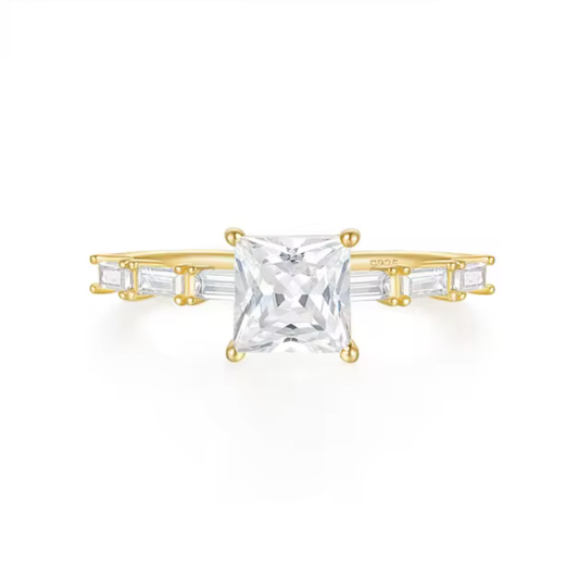 Lumina Luxurious Ring with Princess-Cut AAAAA Cubic Zirconia