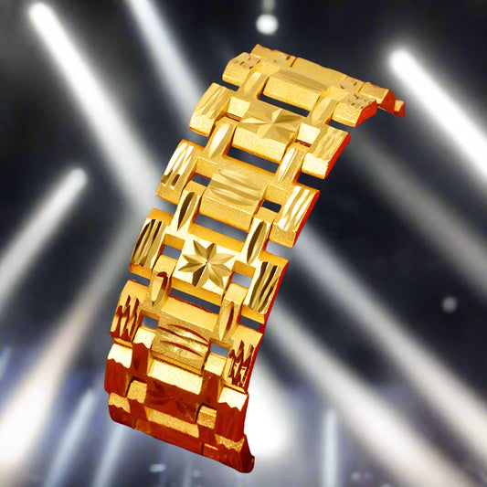 Luxury 18K Gold Bracelet for Unisex Wedding Engagement Fashion Jewelry Widen Watch Chain Bracelet Not Fade Fine Jewelry Gifts - Premium  from Lizard Vigilante - Just $72.99! Shop now at Lizard Vigilante