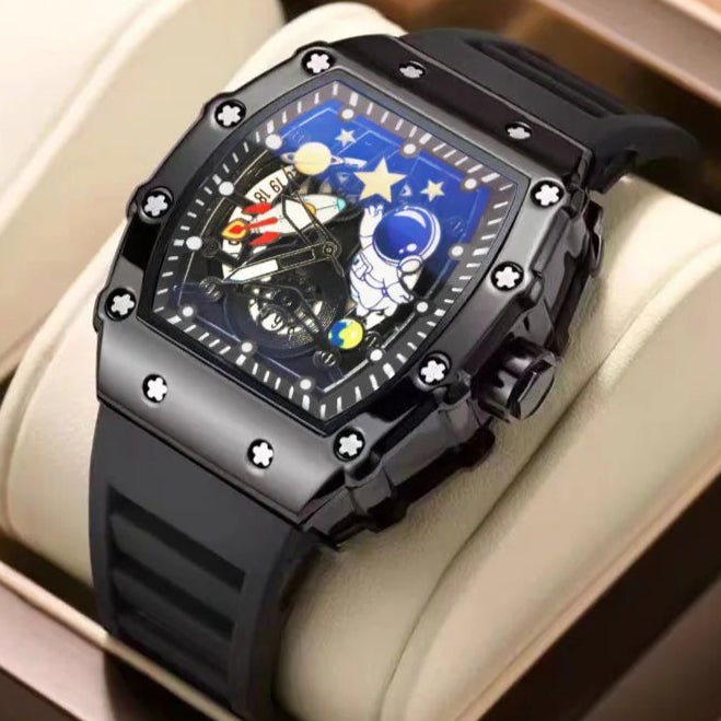 YIKAZE VoidCore Phantom Quartz – Hollow Tonneau Men’s Watch with Luminous Space-Tech Swagger & 3ATM Rebel Resistance - Premium watch from dsers - Just $33.22! Shop now at Lizard Vigilante