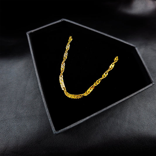 Stainless Steel Gold Tone PVD Twisted Luxe Chain Layering Necklace