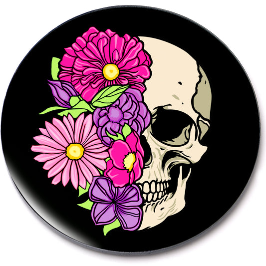 Acrylicious Floral Flowers Skull Magnet by Onyx O
