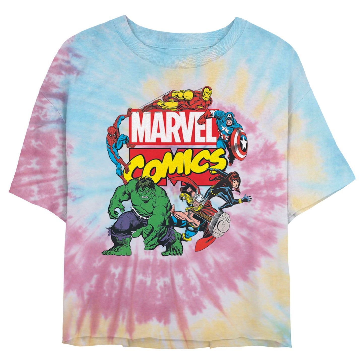 Marvel ClassicLogo Avengers Junior's Tie-Dye Swirl T Shirt