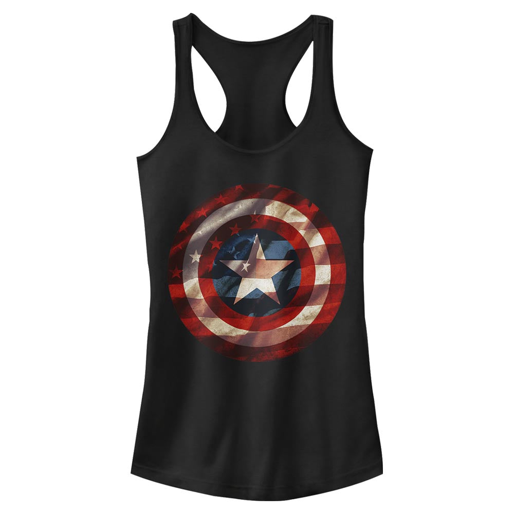 Marvel Flag Shield Junior's Tank Top Shirt