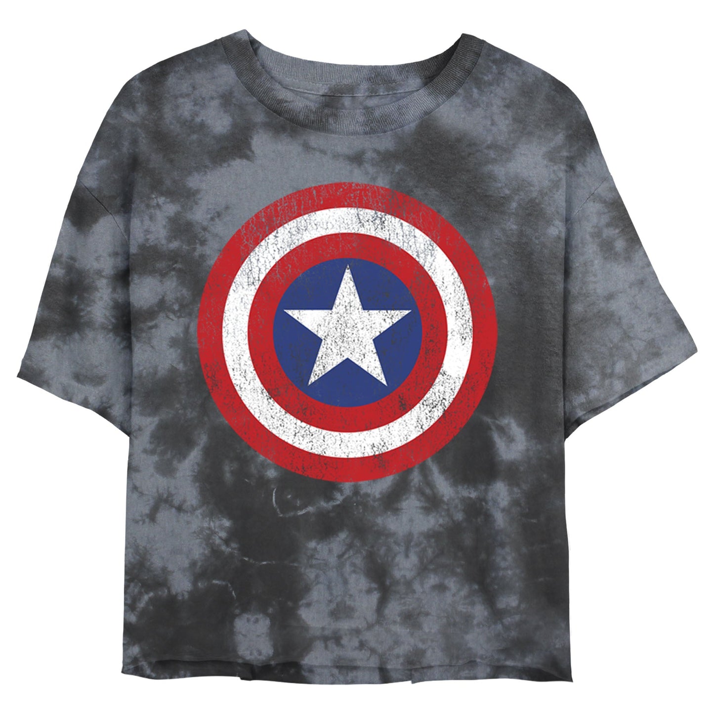 Marvel Distressed Shield Bombard Tie-Dye Juniors T Shirt