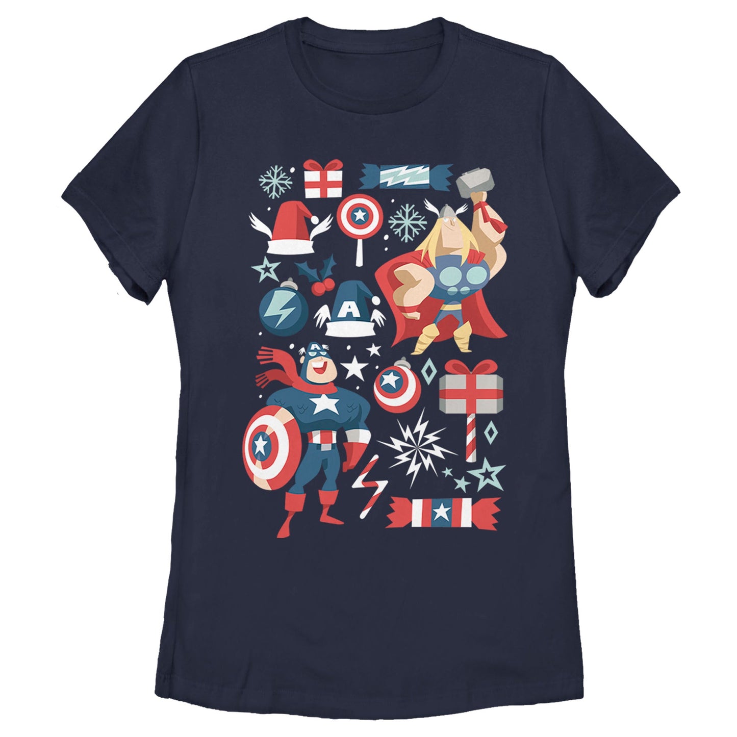 Marvel Holiday Mashup Womens T Shirt