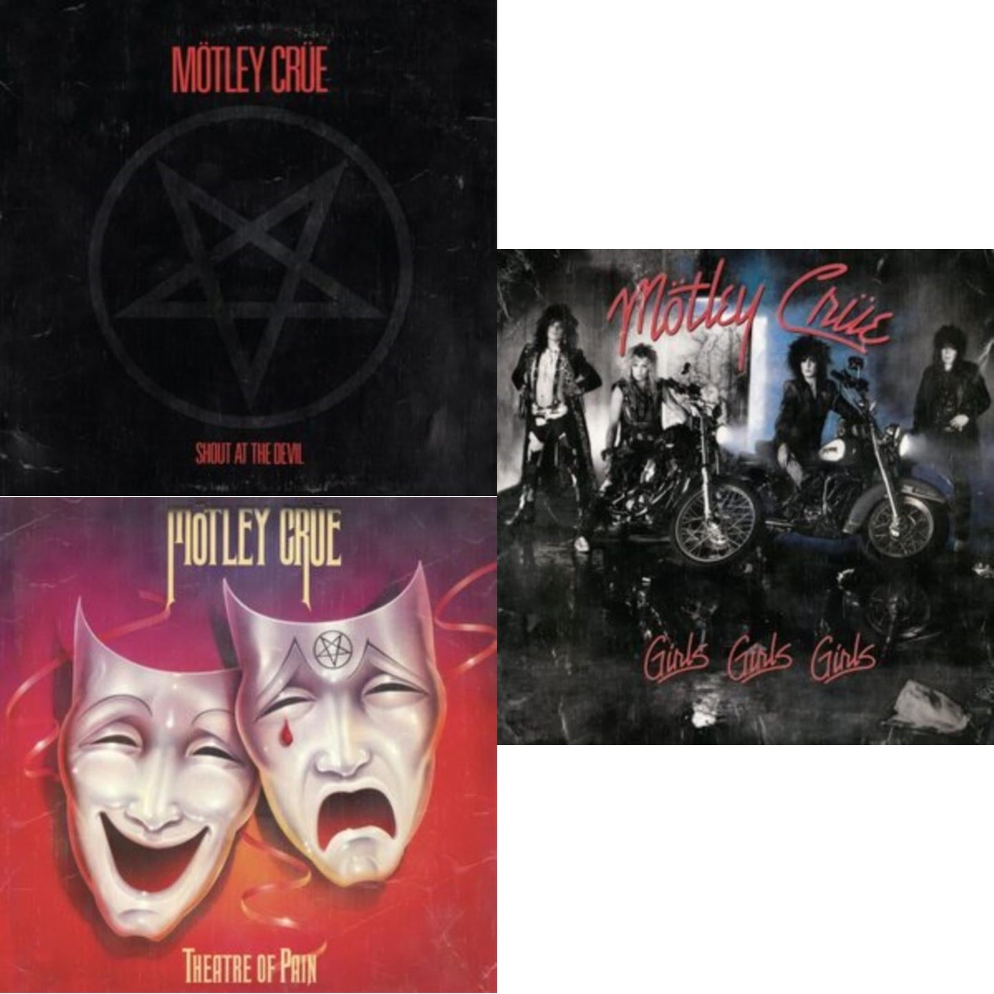 Motley Crue - Girls, Girls, Girls (X) (2021 Remaster) & Shout At The Devil & Theatre Of Pain - LP Vinyl Bundle