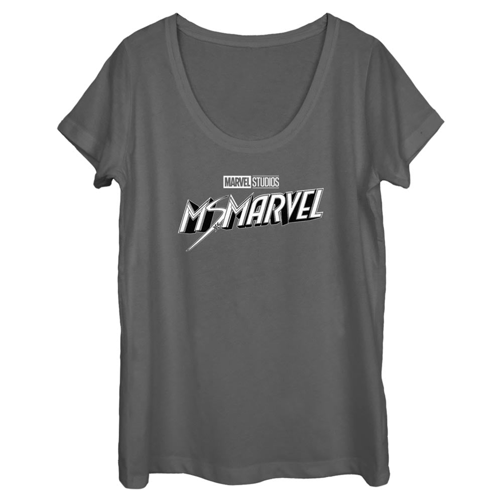 Marvel Black and White Womens Scoop Neck T Shirt