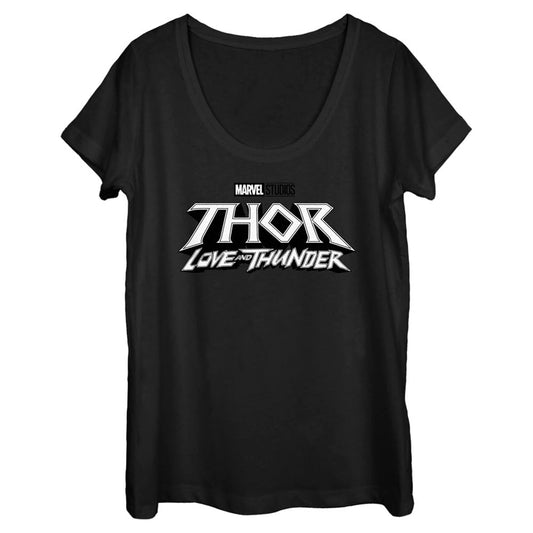 Marvel White Logo Scoop Neck Womens T Shirt