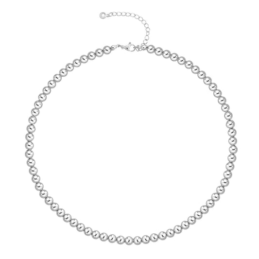 Silver Beaded Necklaces for WomenSilver Plated Dainty Choker NecklaceLightweight Hollow Ball Bead Chain Necklace Adjustable length Chunky Silver Necklaces for Women Trendy Christmas Birthday Gift