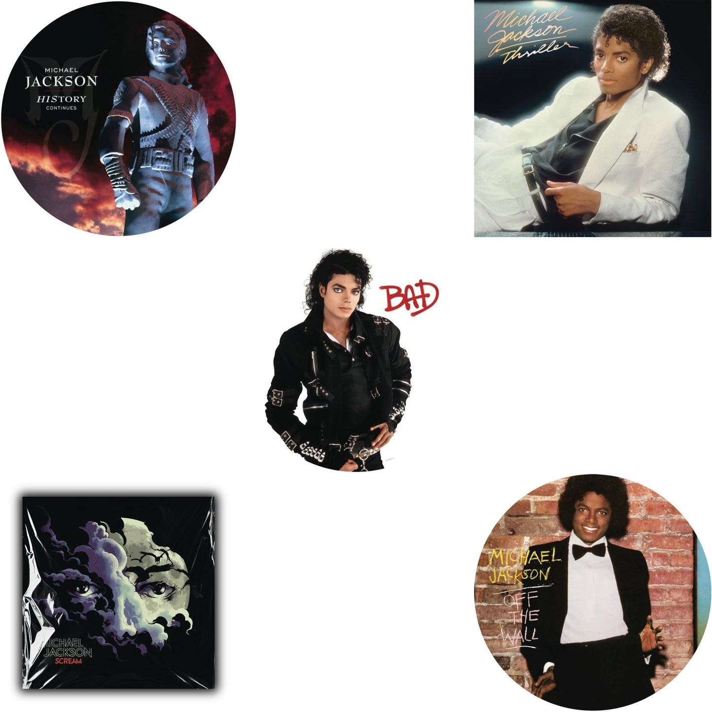 Off The Wall (Picture Disc) & Bad (Picture Disc) & History: Continues (2LP/Picture Disc) & Thriller (140G/Gatefold) & Michael Jackson - Scream (2LP) (New LP Vinyl)