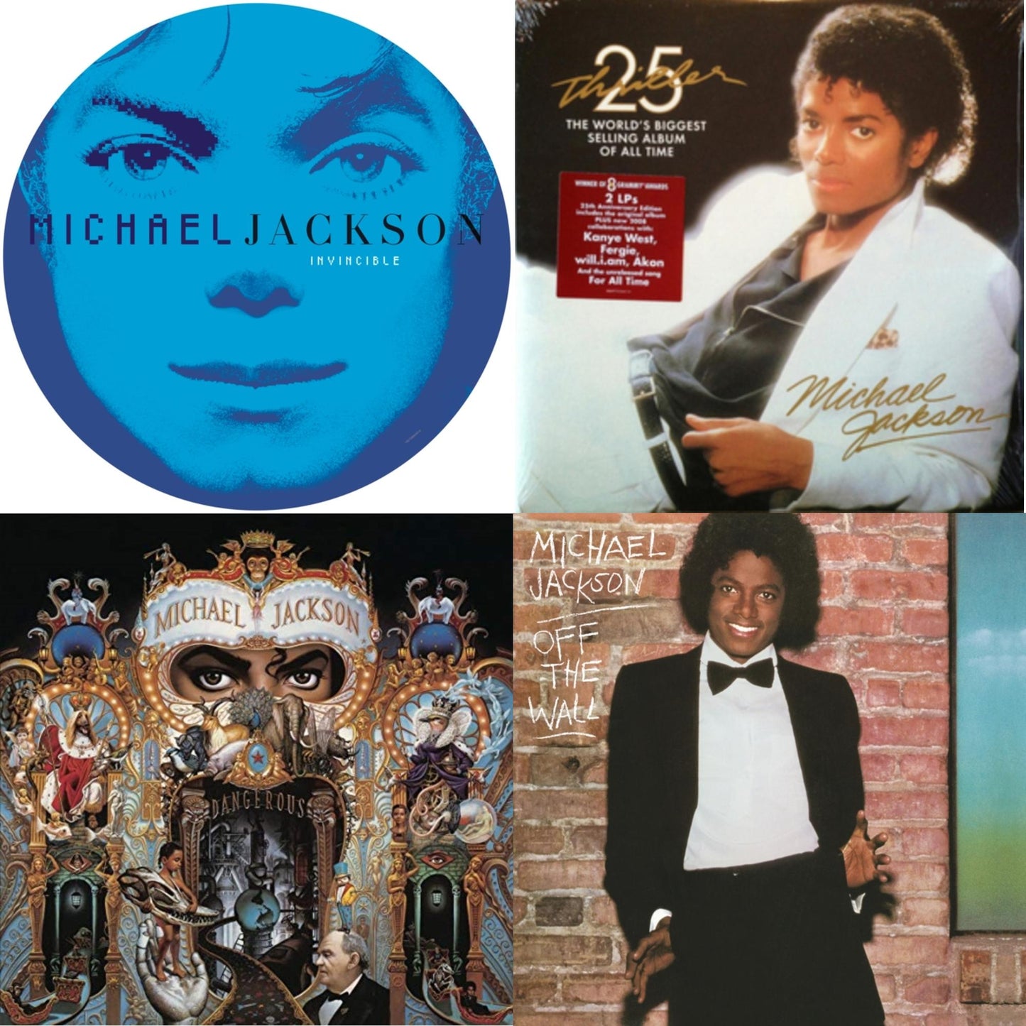 Invincible (2LP/Picture Disc) & Thriller (25Th Anniversary Edition/2LP/180G/Gatefold) & Dangerous (180G/2LP) & Off The Wall (140G/Gatefold)