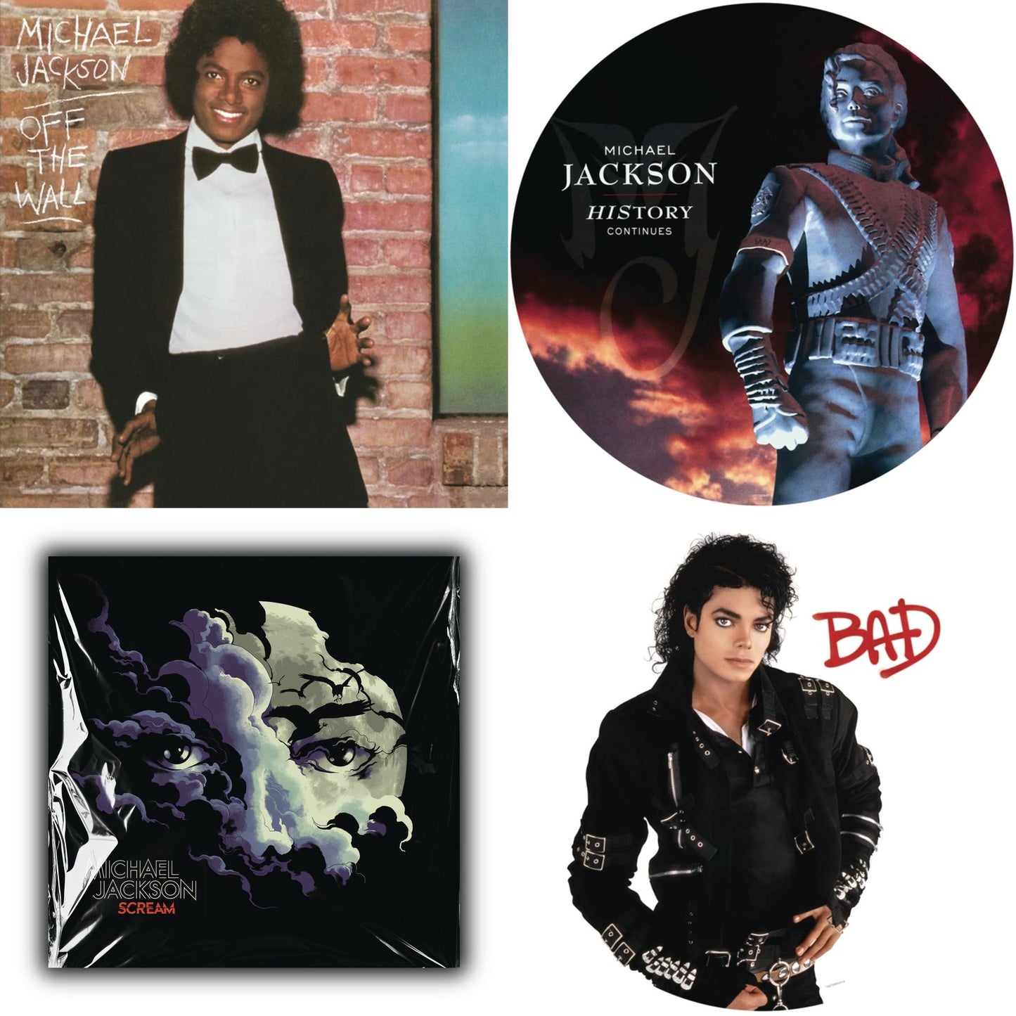 Bad (Picture Disc) & History: Continues (2LP/Picture Disc) & Off The Wall (140G/Gatefold) & Michael Jackson - Scream (2LP) (New LP Vinyl)