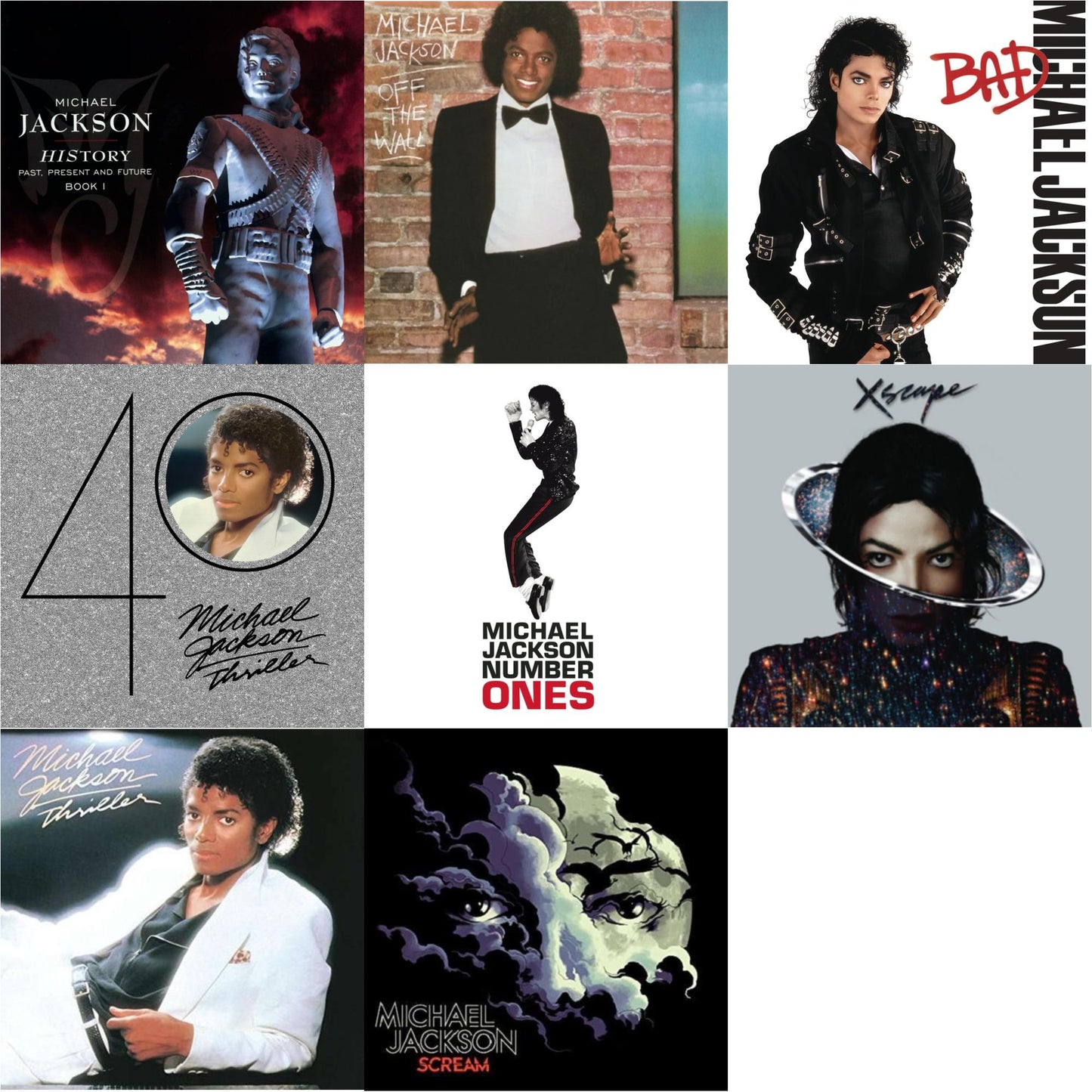 History: Past Present & Future Book 1 & Off The Wall & Bad & Thriller (40Th Anniversary/2CD) & Number Ones & Xscape & Thriller & Scream