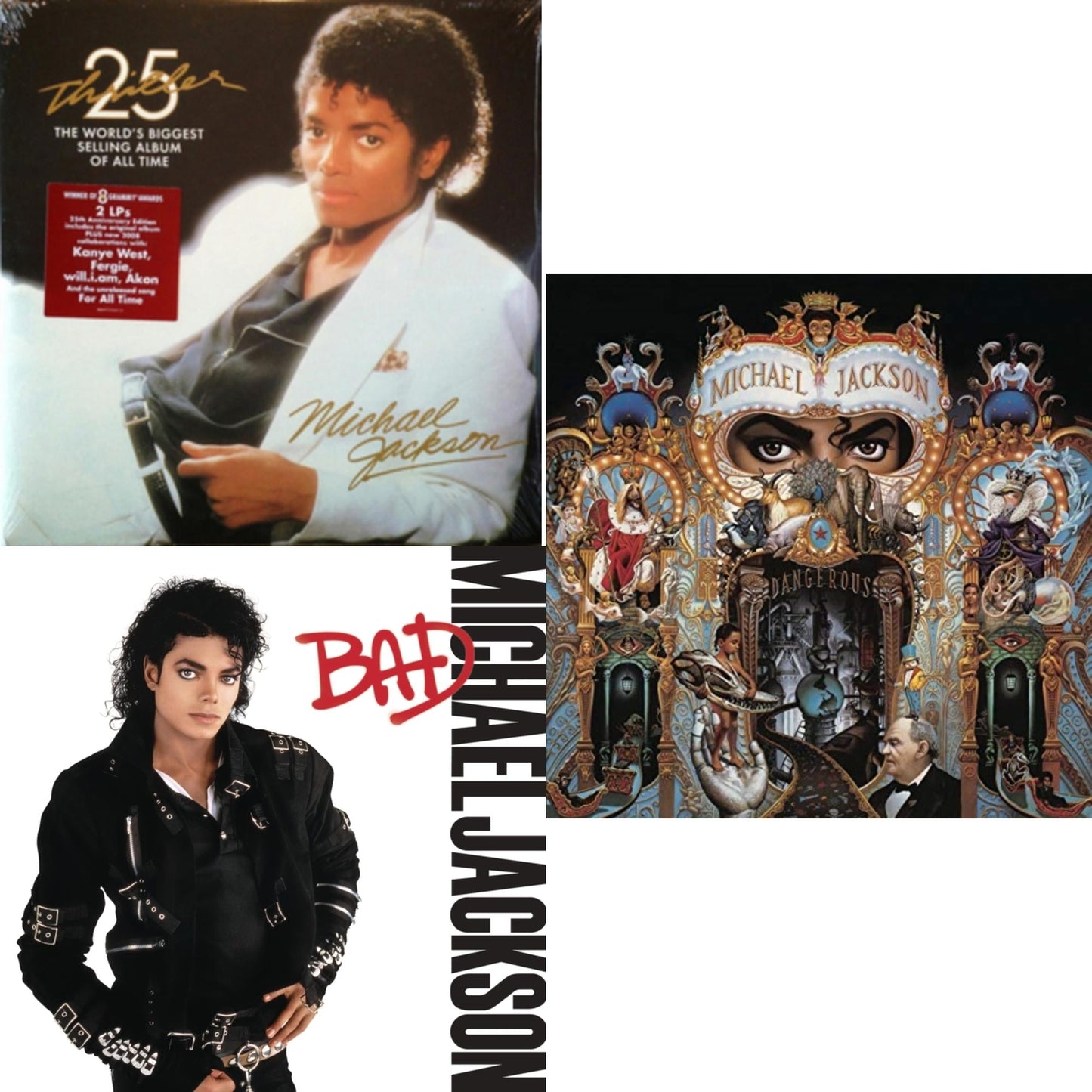 Thriller (25Th Anniversary Edition/2LP/180G/Gatefold) & Dangerous (180G/2LP) & Bad (140G/Gatefold)