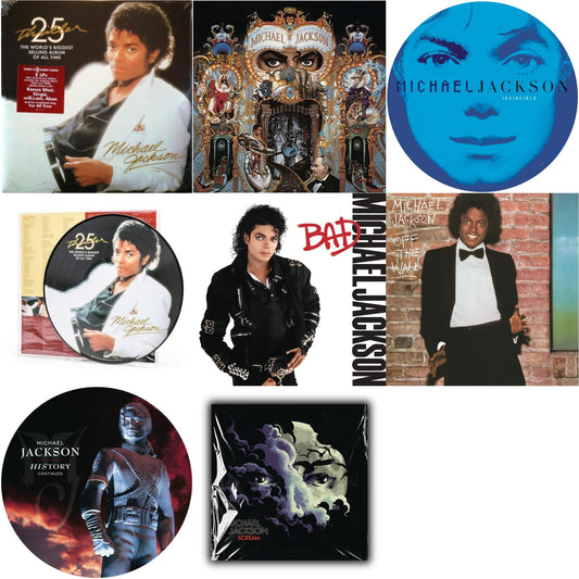 Michael Jackson - History: Continues (2LP/Picture Disc) & Invincible (2LP/Picture Disc) & Thriller (25Th Anniversary Edition/2LP/180G/Gatefold) & Thriller (Picture Disc) & Dangerous (180G/2LP) & Bad (140G/Gatefold) & Off The Wall (140G/Gatefold) &