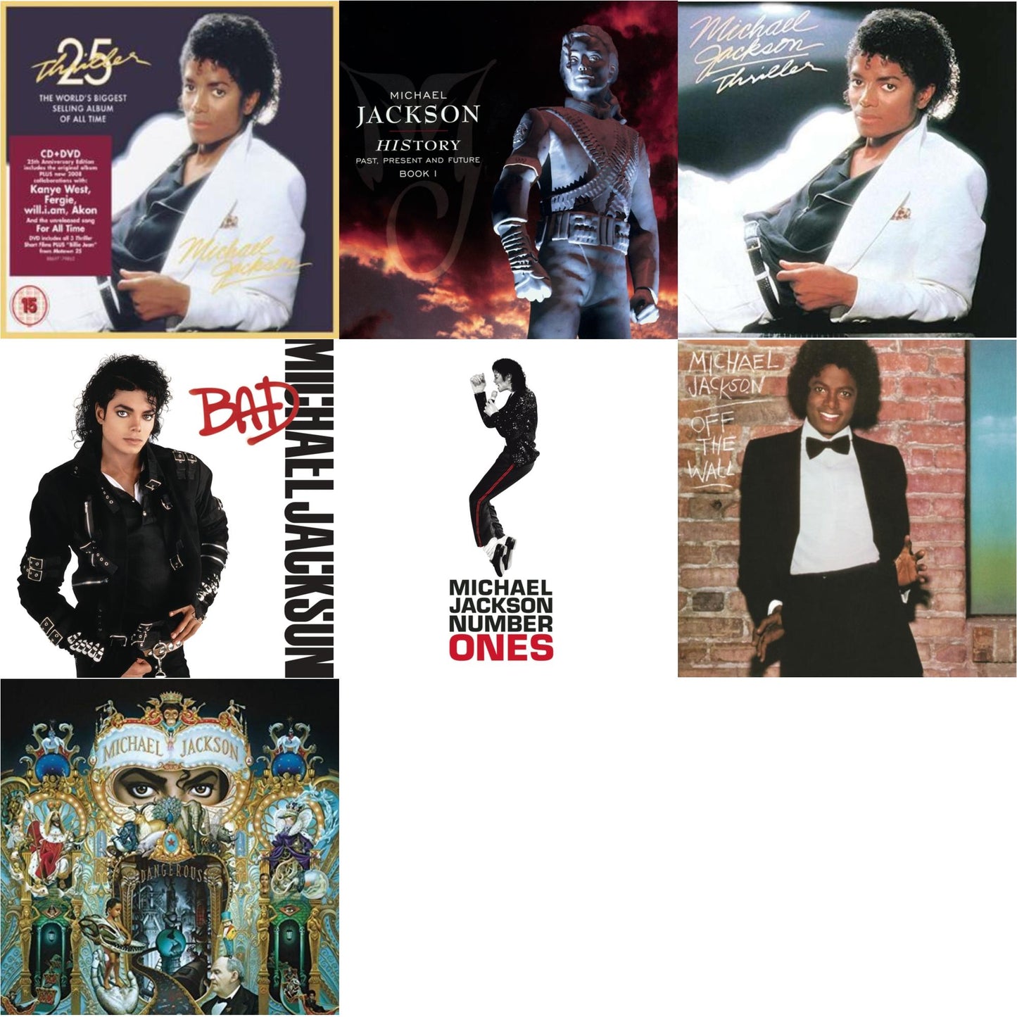 Michael Jackson - History: Past Present & Future Book 1 & Off The Wall & Bad & Number Ones & Thriller (25Th Anniversary Legacy Edition) & Thriller & Dangerous - CD Bundle