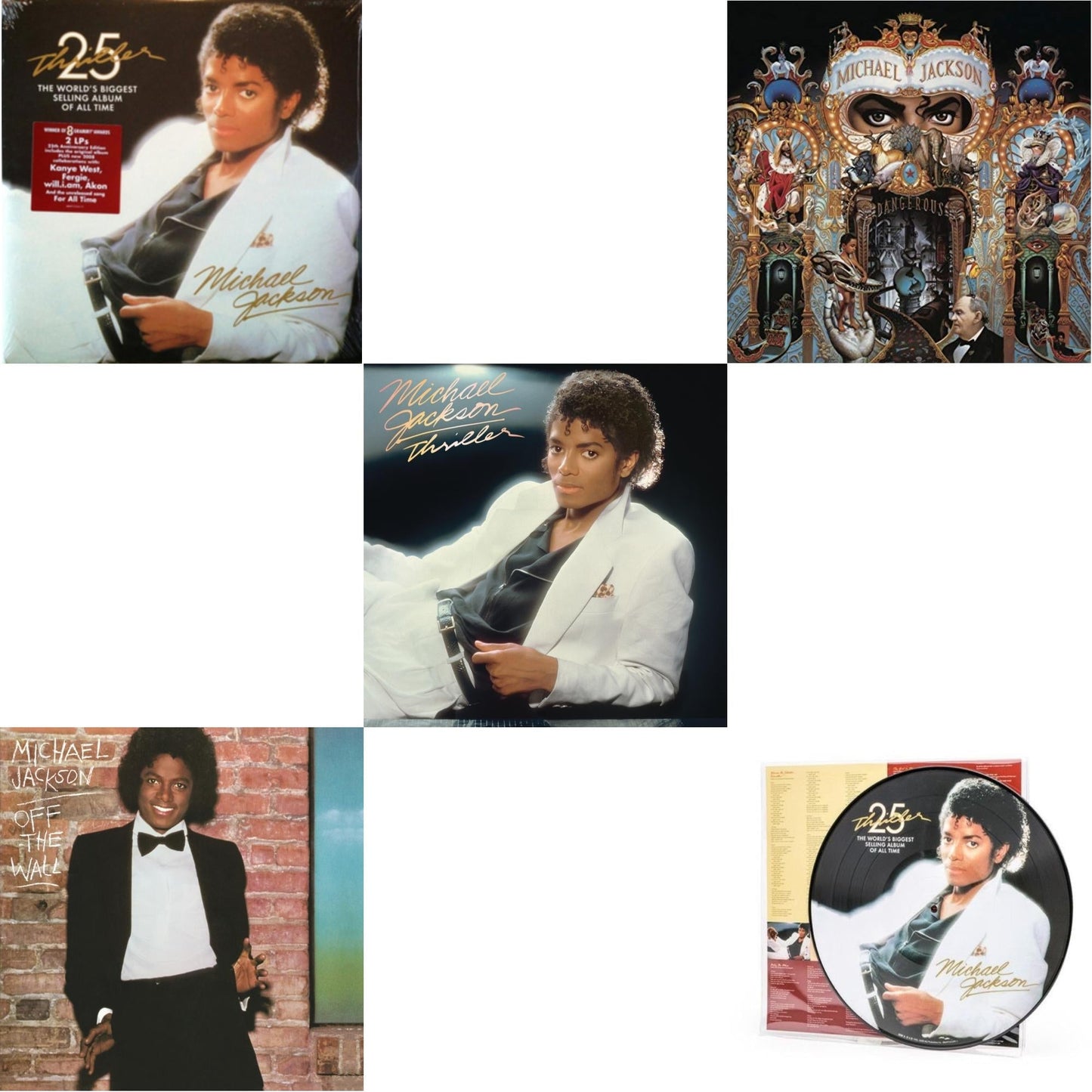 Thriller (25Th Anniversary Edition/2LP/180G/Gatefold) & Thriller (Picture Disc) & Dangerous (180G/2LP) & Thriller (140G/Gatefold) & Off The Wall (140G/Gatefold)